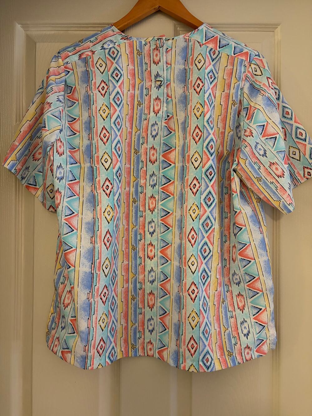 Vintage Josephine Southwestern Pastel Blouse Boxy Retro Festival Top Fits L/XL